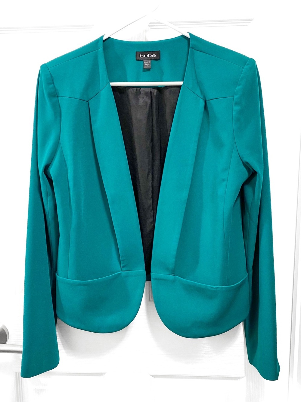 bebe Teal Open-Front Blazer